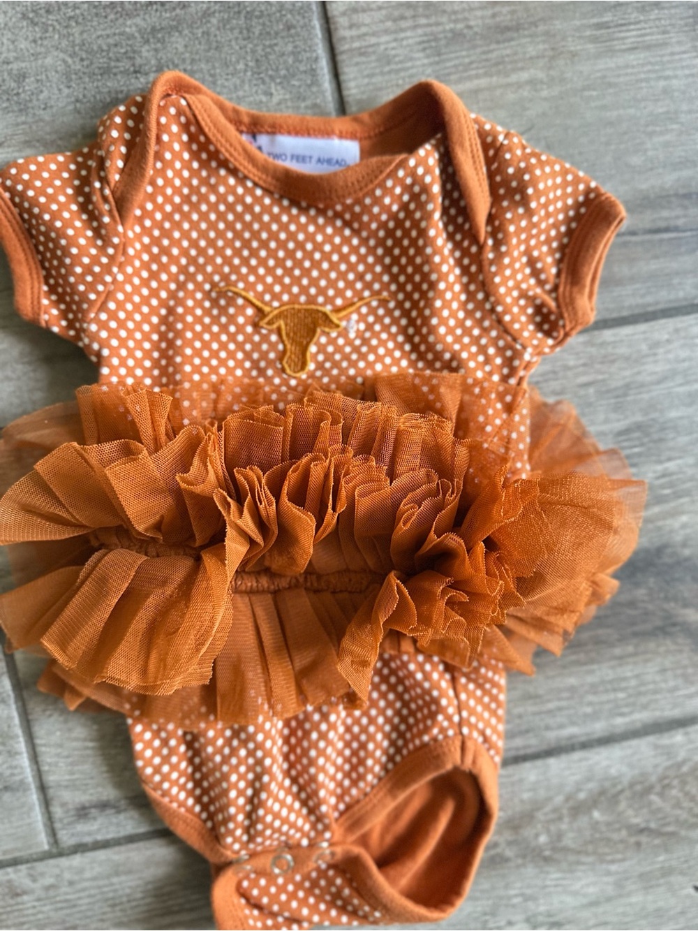 Toddler Orange Polka Dot Tutu Bodysuit with Team Embroidery